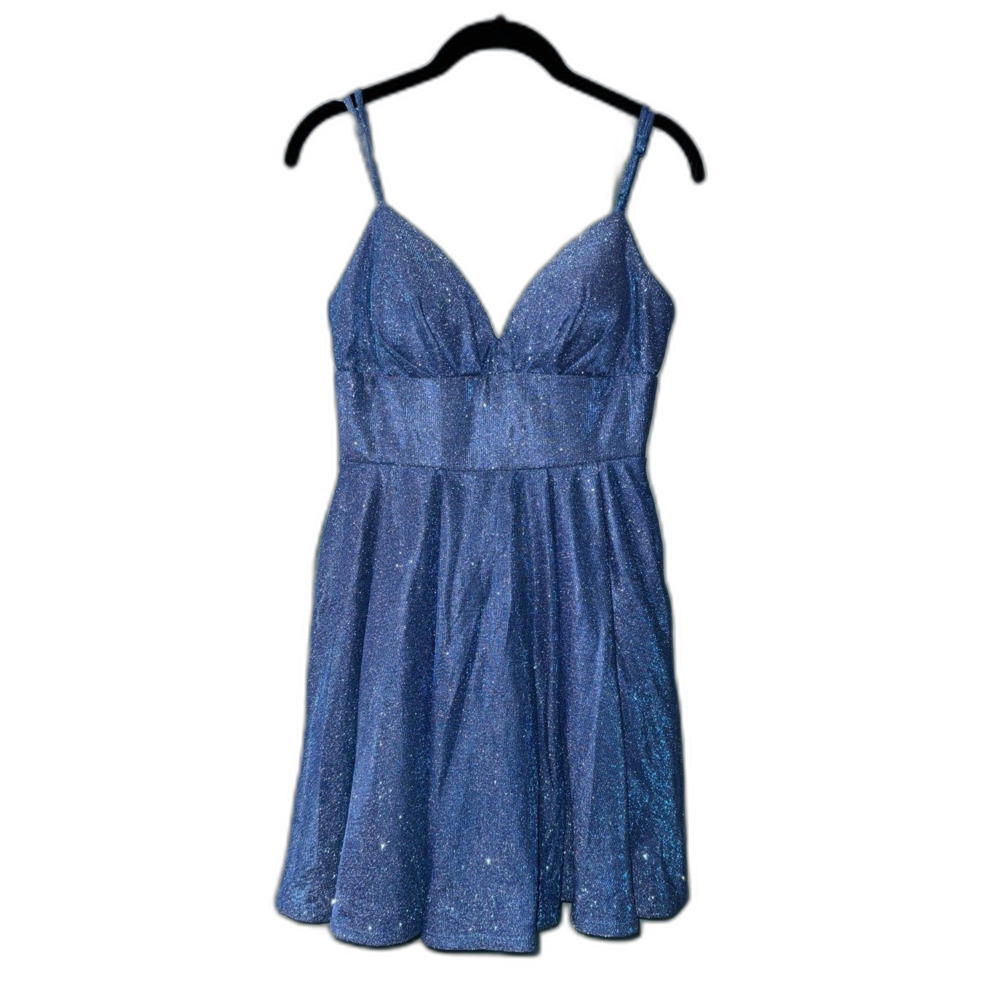 B. Darlin Spaghetti-Strap V-Neck Sequined  Fit-And-Flare Dress Size 5/6